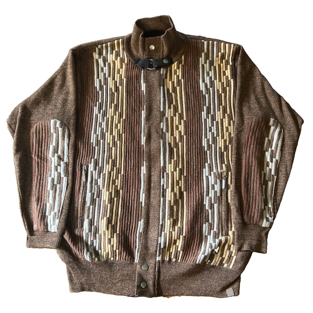 Vintage SilverSilk Brown Full Zip Cardigan Men's Size L